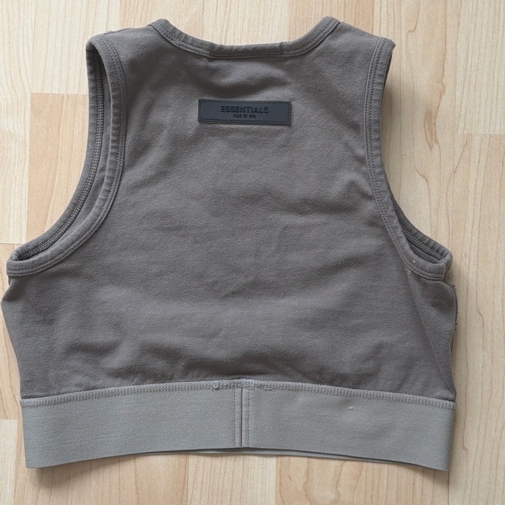 Essentials Fear of God grey cropped tank top, size S - Picture 5 of 9